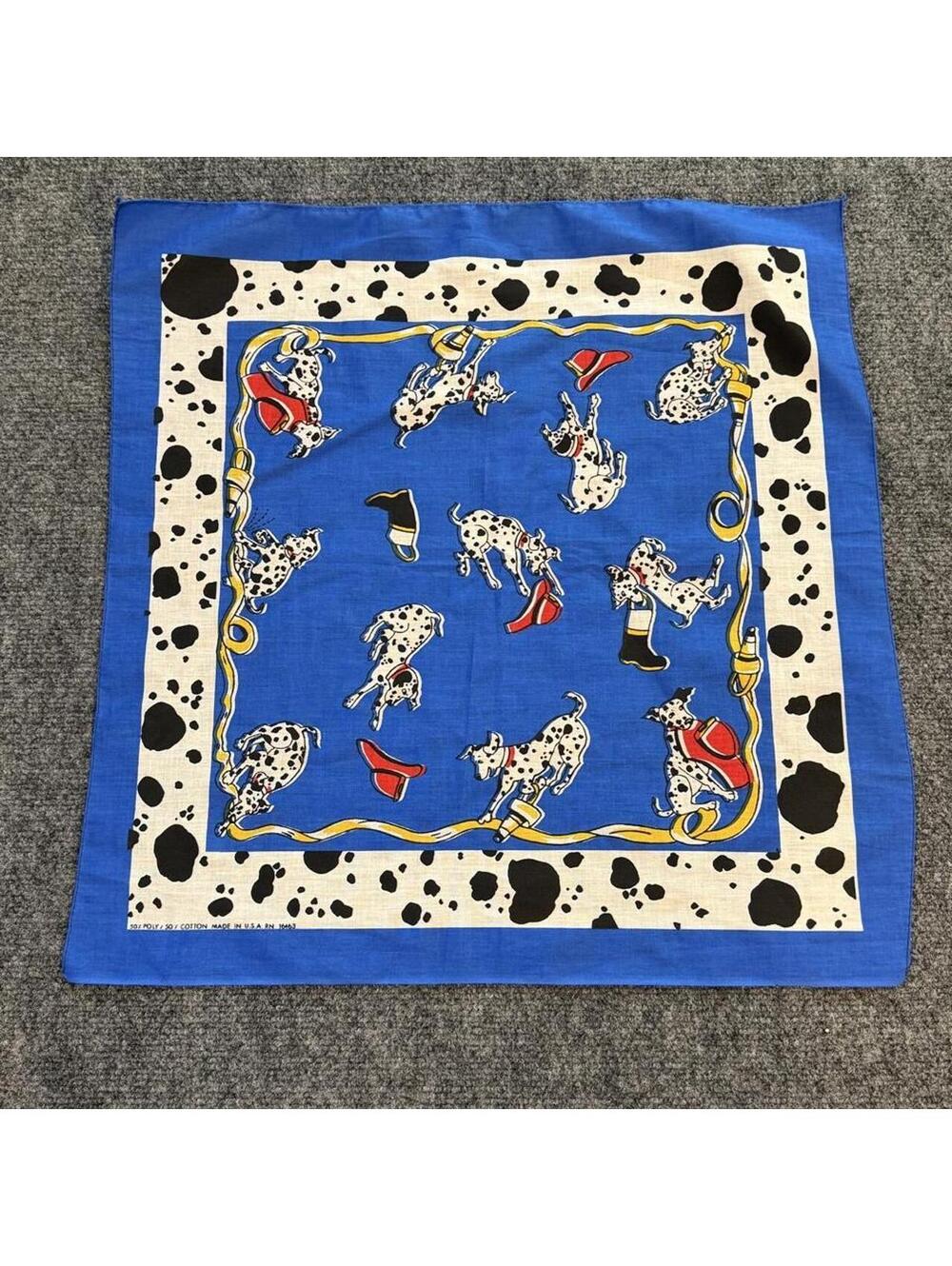 Vintage Dalmatian fireman style bandana/ neckerchief/ hankerchief made in USA